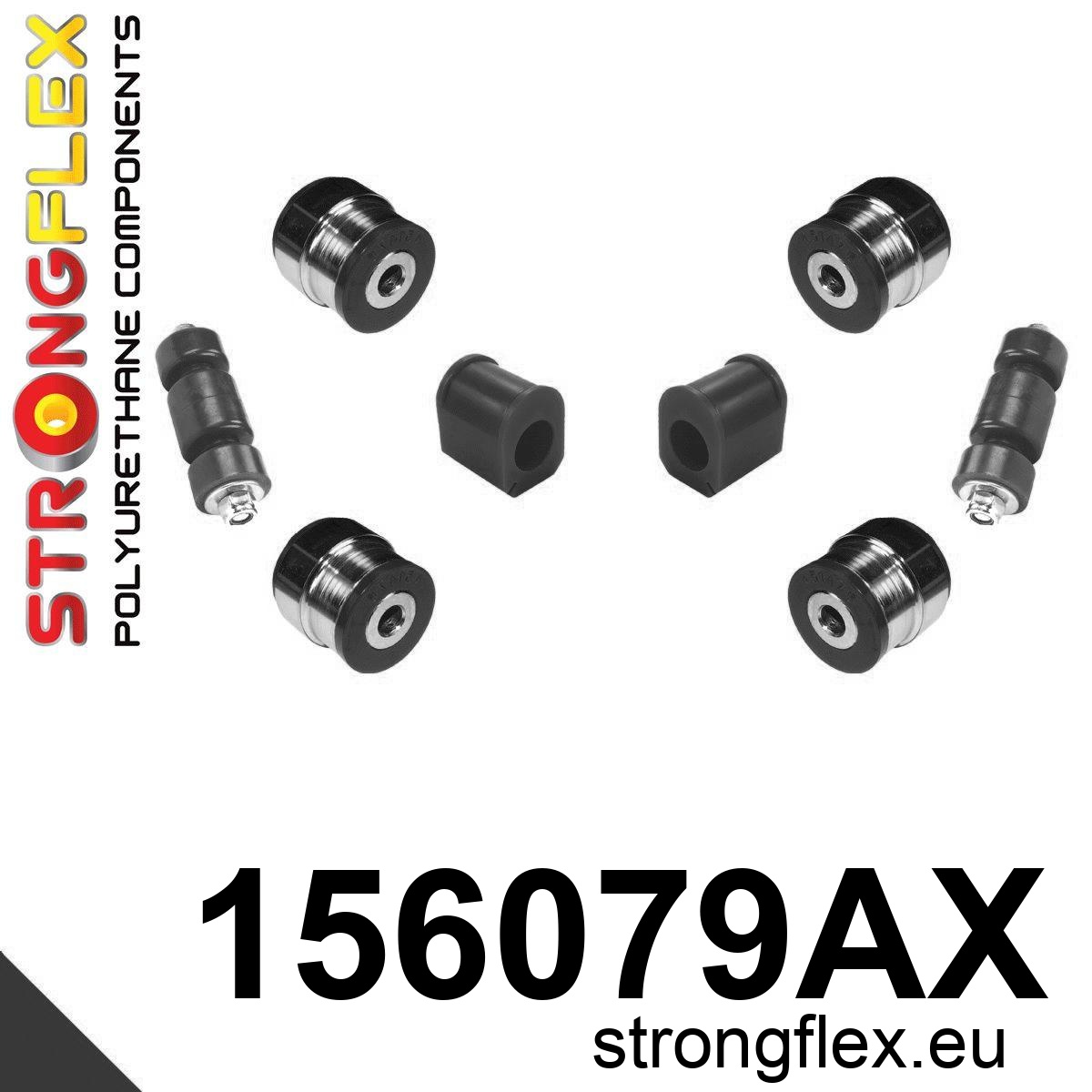 Strongflex Renault Voorste ophangrubberset SPORT – 156079AX ZWART 1 Strongflex Renault Voorste ophangrubberset SPORT – 156079AX ZWART
