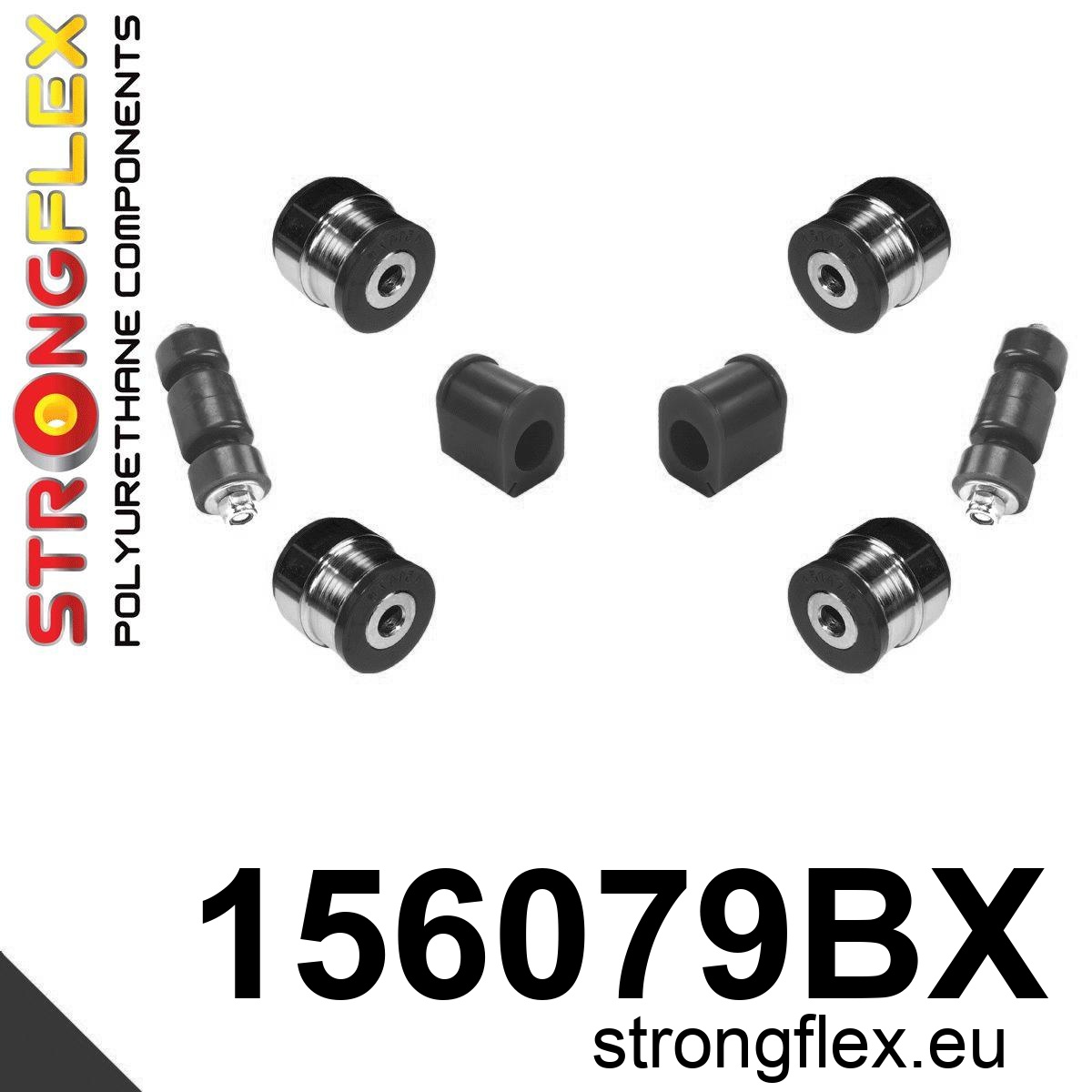 Strongflex Renault Voorste ophangrubberset – 156079BX ZWART 1 Strongflex Renault Voorste ophangrubberset – 156079BX ZWART