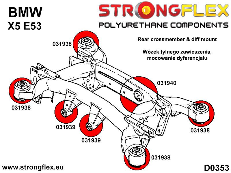 Strongflex BMW E53 Rubberset achteras-subframe – 036244B 3 Strongflex BMW E53 Rubberset achteras-subframe – 036244B - Afbeelding 3