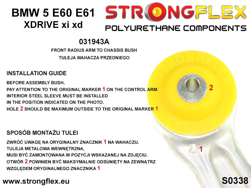 Strongflex BMW E60/E61 Voorste draagarmrubber SPORT – 031943A 5 Strongflex BMW E60/E61 Voorste draagarmrubber SPORT – 031943A – Image 5