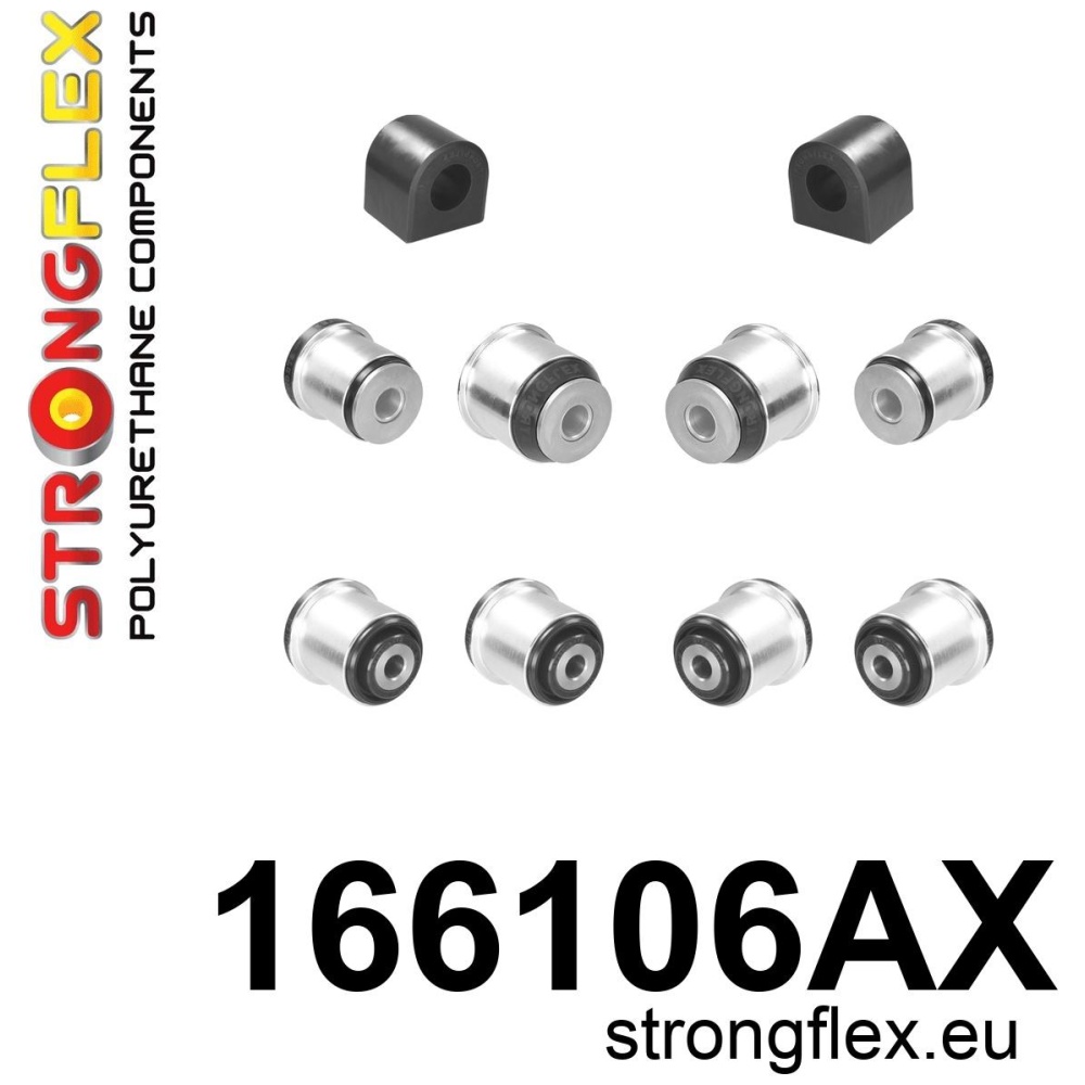 Strongflex Maserati Kit de silentblocs de suspension avant SPORT – 166106AX NOIR
