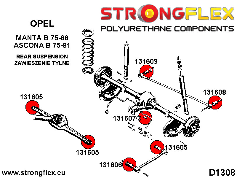 Strongflex Opel Vauxhall Rear panhard rod mount - to the chassis – 131609B 2 Strongflex Opel Vauxhall Rear panhard rod mount - to the chassis – 131609B – Image 2