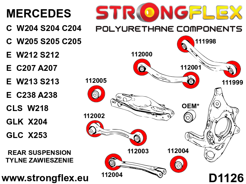 Strongflex Mercedes Achteras onderste draagarm – buitenste rubber SPORT – 112003A 2 Strongflex Mercedes Achteras onderste draagarm – buitenste rubber SPORT – 112003A – Bild 2