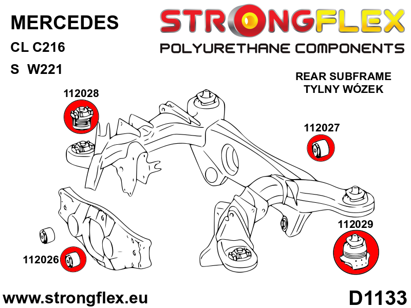 Strongflex Mercedes CL / S-Klasse Achterste differentieel - voorste rubber – 112026B 4 Strongflex Mercedes CL / S-Klasse Achterste differentieel - voorste rubber – 112026B – Bild 4