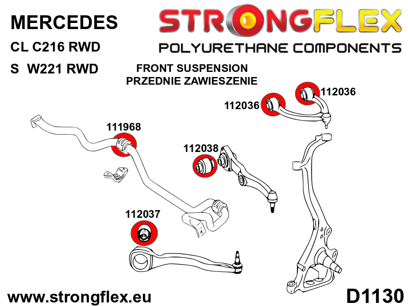 Strongflex Mercedes Voorste stabilisatorrubber SPORT – 111968A 2 Strongflex Mercedes Voorste stabilisatorrubber SPORT – 111968A – Bild 2