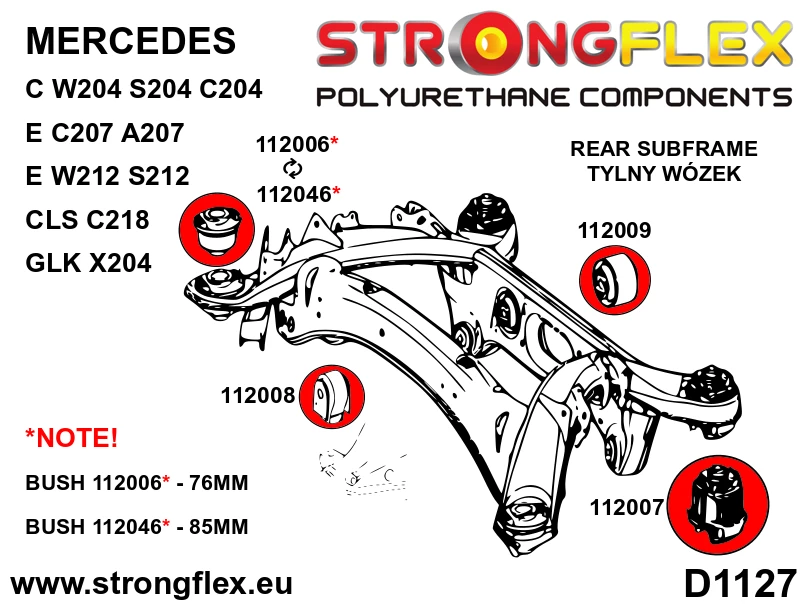 Strongflex Mercedes Complete polyurethaan ophangrubberset SPORT – 116277A 3 Strongflex Mercedes Complete polyurethaan ophangrubberset SPORT – 116277A - Afbeelding 3
