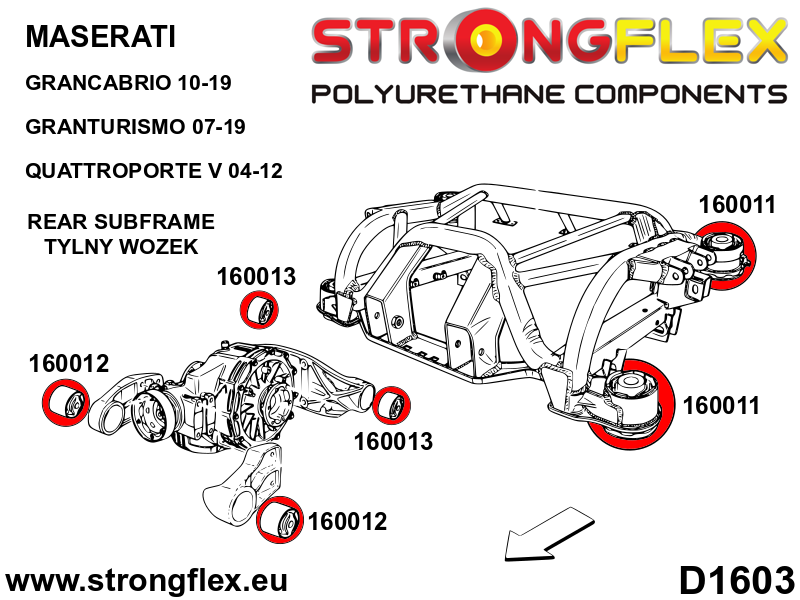 Strongflex Maserati Rear subframe bush – 160011B 2 Strongflex Maserati Rear subframe bush – 160011B