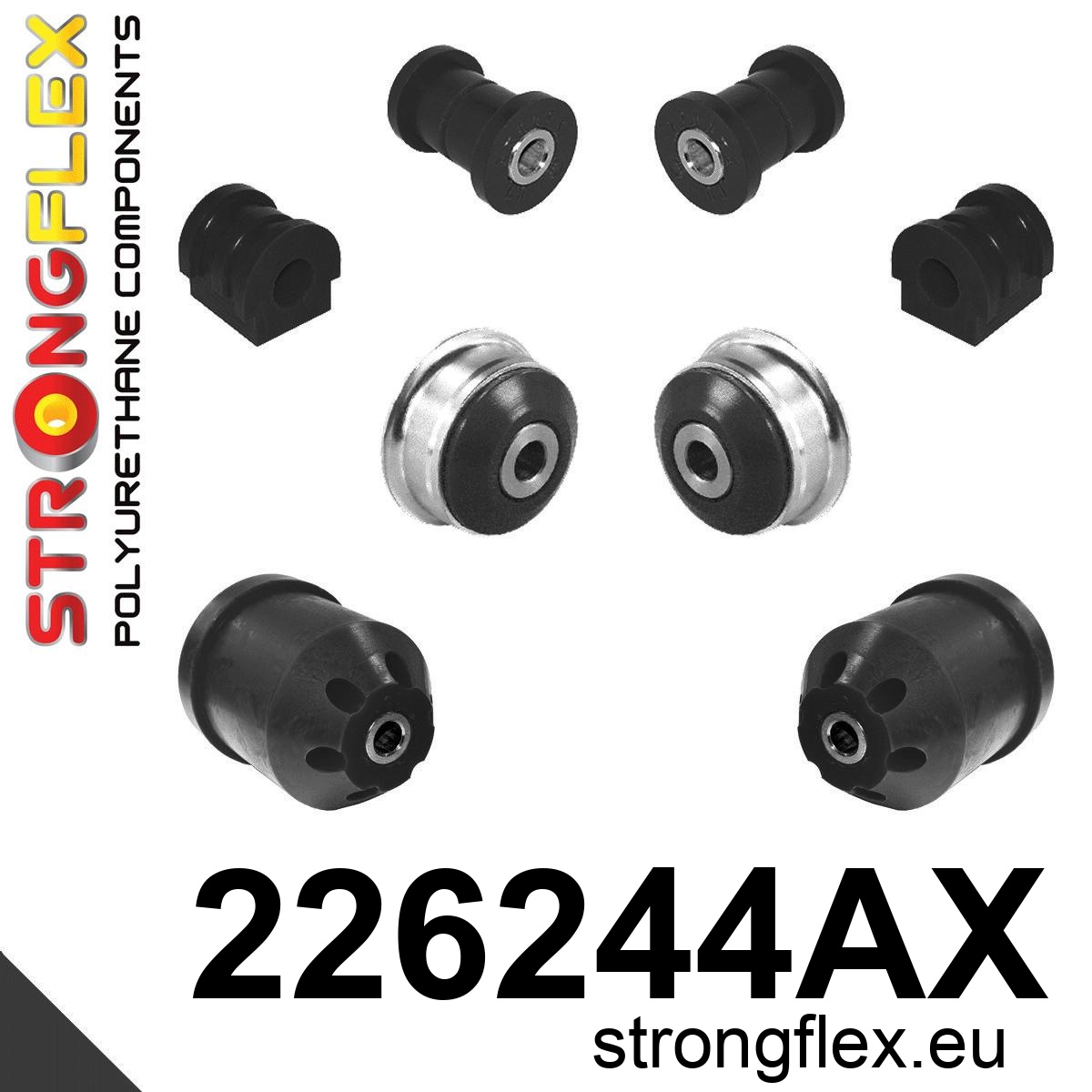 Strongflex Audi Voorste suspension en ream balk rubberset SPORT – 226244AX ZWART 2 Strongflex Audi Voorste suspension en ream balk rubberset SPORT – 226244AX ZWART - Afbeelding 2