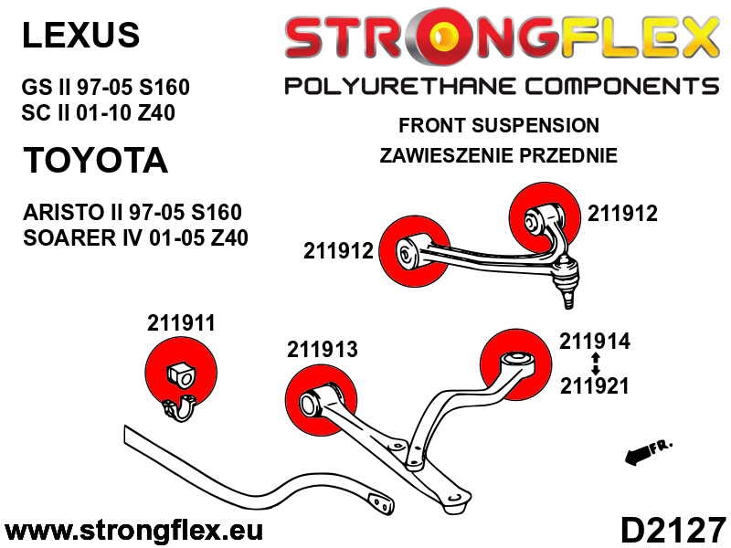 Strongflex Lexus Voorste onderste trekstang naar chassis rubber 65mm SPORT – 211914A 2 Strongflex Lexus Voorste onderste trekstang naar chassis rubber 65mm SPORT – 211914A – Bild 2