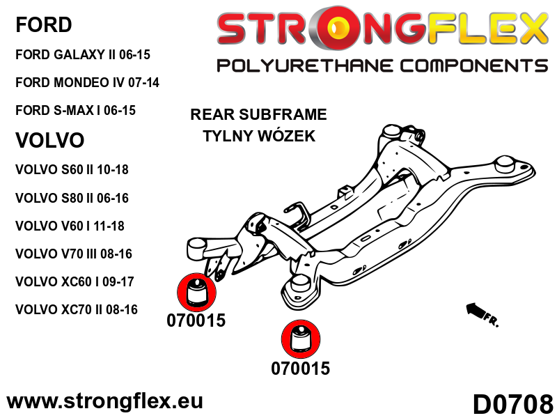 Strongflex Ford Galaxy / Mondeo / S-Max Achteras-subframe rubber SPORT – 070015A 3 Strongflex Ford Galaxy / Mondeo / S-Max Achteras-subframe rubber SPORT – 070015A – Image 3