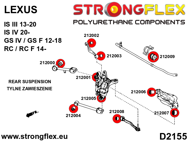 Strongflex Lexus GS / IS / RC Achterste stabilisatorrubber SPORT – 212009A 3 Strongflex Lexus GS / IS / RC Achterste stabilisatorrubber SPORT – 212009A – Image 3