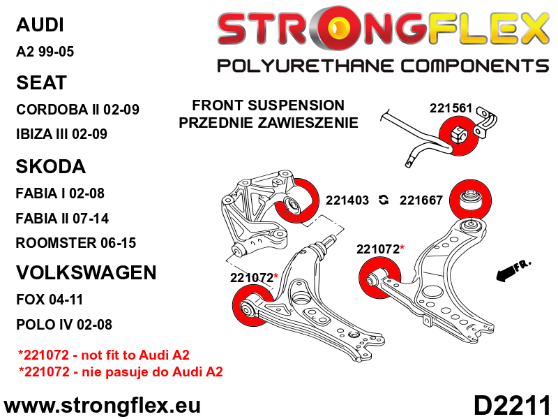 Strongflex Audi Voorste draagarm - voorste rubber 30mm SPORT – 221072A 3 Strongflex Audi Voorste draagarm - voorste rubber 30mm SPORT – 221072A – Image 3