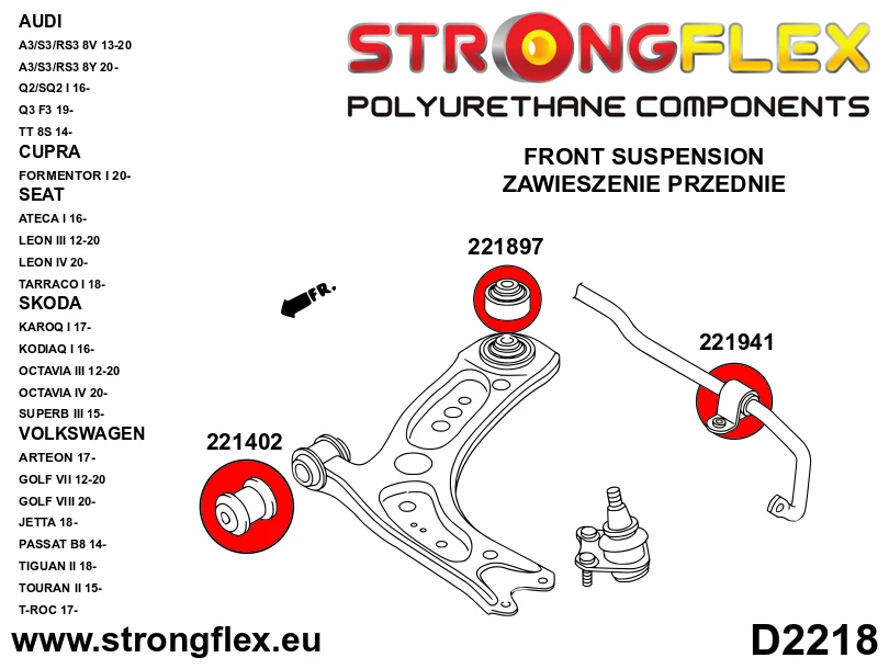 Strongflex Audi / Volkswagen Vooras rubberset – 226226B 3 Strongflex Audi / Volkswagen Vooras rubberset – 226226B - Image 3