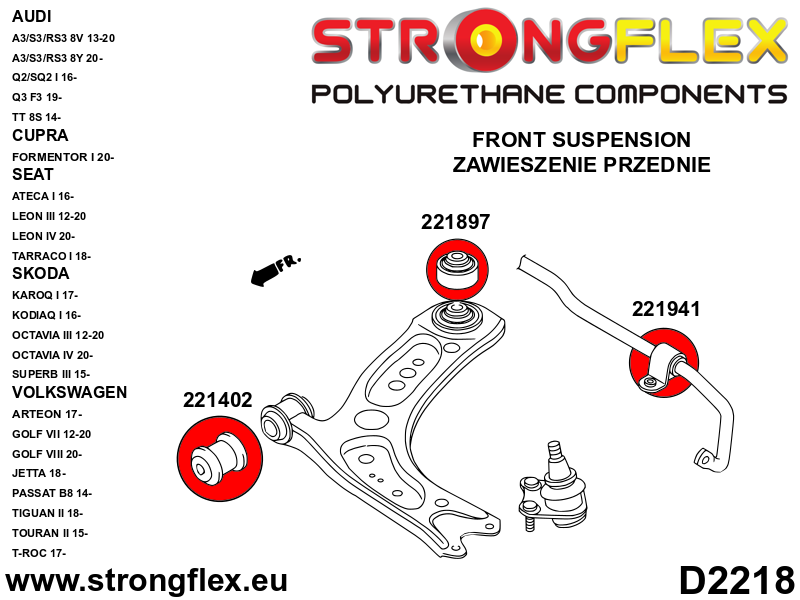 Strongflex Audi A1 Vooras draagarm achterste rubber 65mm SPORT – 221897A 6 Strongflex Audi A1 Vooras draagarm achterste rubber 65mm SPORT – 221897A – Image 6