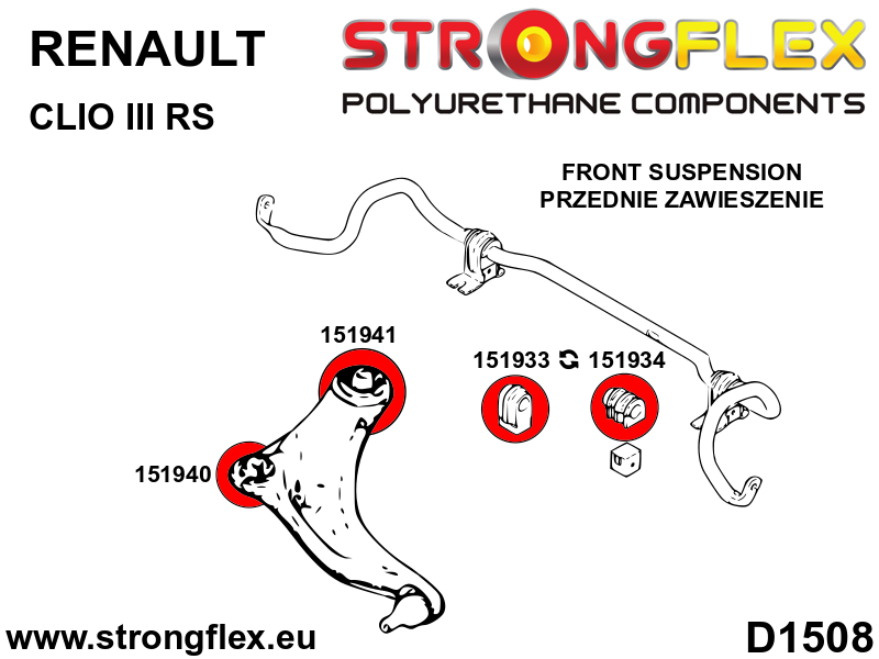 Strongflex Renault Voorste stabilisatorrubber – 151933B 2 Strongflex Renault Voorste stabilisatorrubber – 151933B – Bild 2