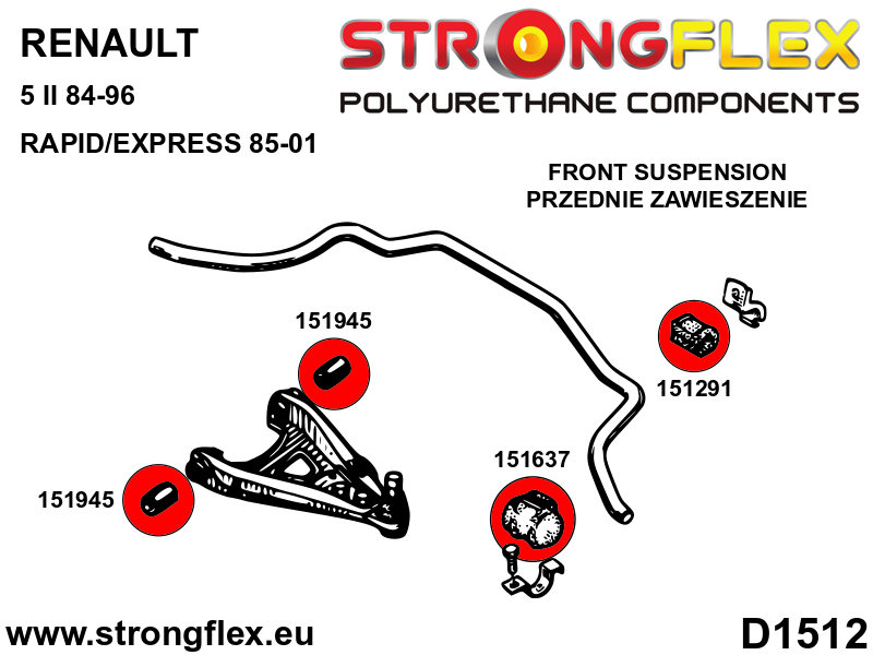 Strongflex Renault Voorste stabilisatorrubber SPORT – 151291A 2 Strongflex Renault Voorste stabilisatorrubber SPORT – 151291A - Image 2