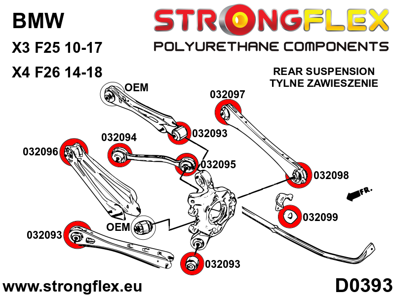 Strongflex BMW F25/F26 Achteras rubberset – 036102B 3 Strongflex BMW F25/F26 Achteras rubberset – 036102B – Bild 3