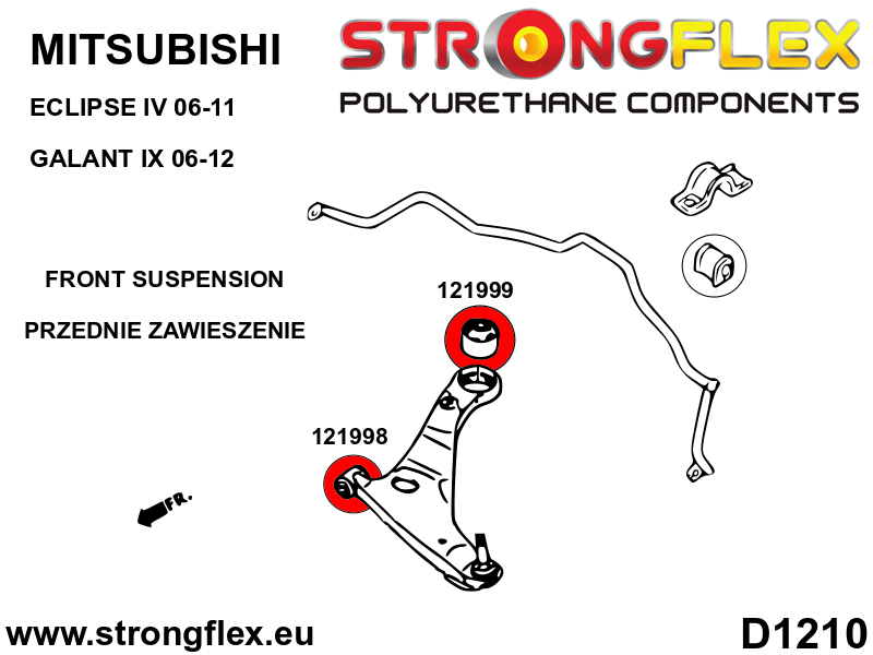 Strongflex Mitsubishi Voorste draagarm – voorste rubber SPORT – 121998A 2 Strongflex Mitsubishi Voorste draagarm – voorste rubber SPORT – 121998A – Image 2