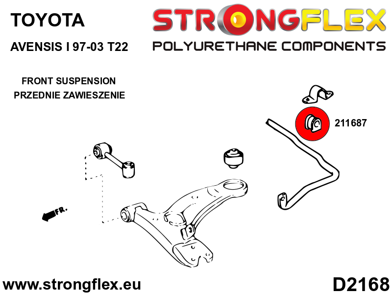 Strongflex Toyota Avensis / MR2 Voorste/achterste stabilisatorrubber – 211687B 5 Strongflex Toyota Avensis / MR2 Voorste/achterste stabilisatorrubber – 211687B - Afbeelding 5