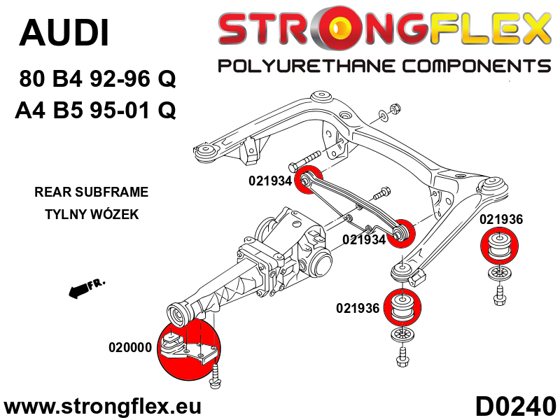Strongflex Audi 80 / 90 / S2 Achterstesubframe- rubbers SPORT – 021936A 3 Strongflex Audi 80 / 90 / S2 Achterstesubframe- rubbers SPORT – 021936A – Bild 3