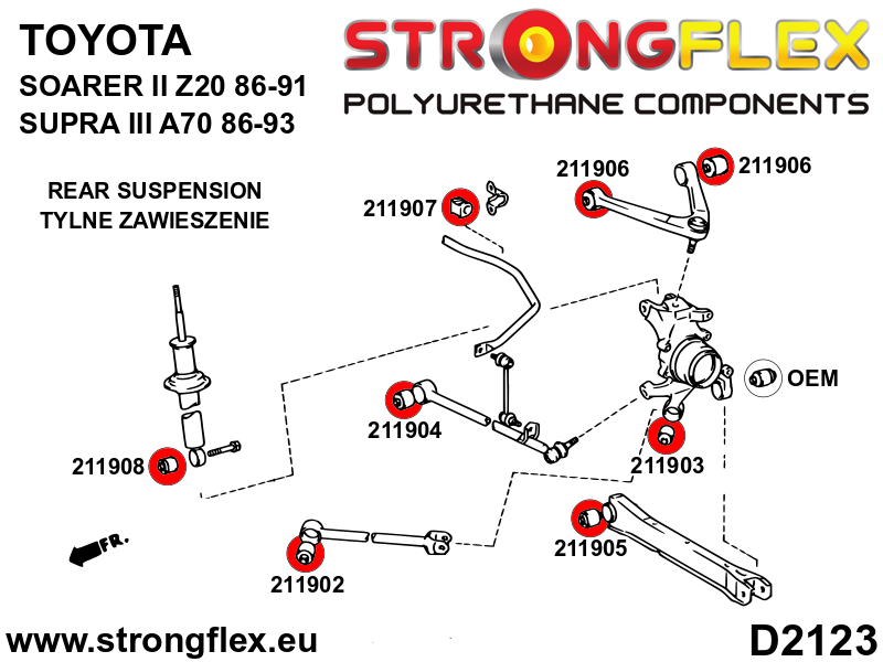 Strongflex Toyota Soarer / Supra Complete set ophangingsrubber SPORT – 216236A 6 Strongflex Toyota Soarer / Supra Complete set ophangingsrubber SPORT – 216236A – Bild 6