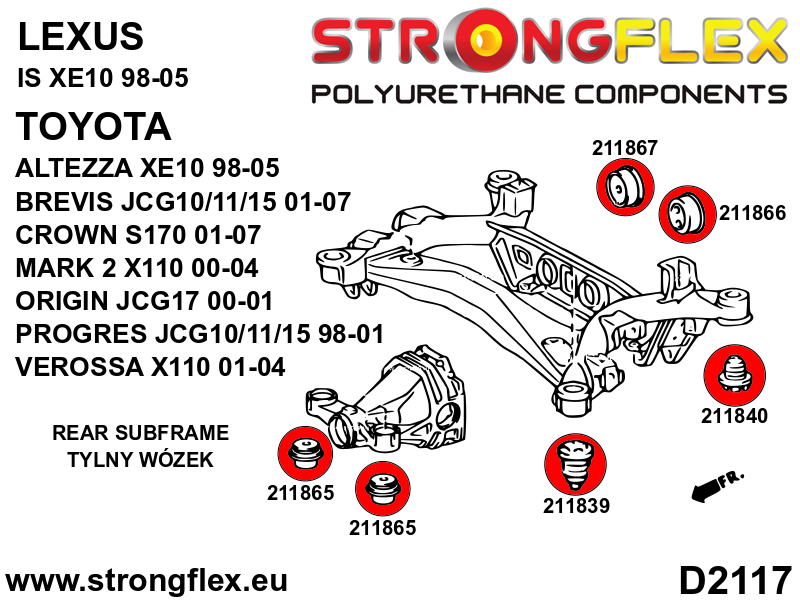Strongflex Lexus / Toyota Achteras-subframe ton-lager rubber achter SPORT – 211840A 5 Strongflex Lexus / Toyota Achteras-subframe ton-lager rubber achter SPORT – 211840A – Image 5