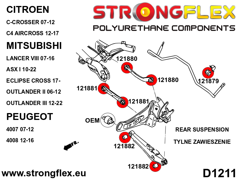 Strongflex Citroën / Peugeot Achteras onderste draagarm rubber – 121882B 3 Strongflex Citroën / Peugeot Achteras onderste draagarm rubber – 121882B – Bild 3