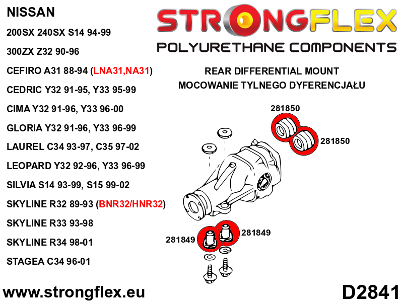 Strongflex Nissan Complete ophangrubberset R33 R34 AWD SPORT – 286204A 4 Strongflex Nissan Complete ophangrubberset R33 R34 AWD SPORT – 286204A – Bild 4