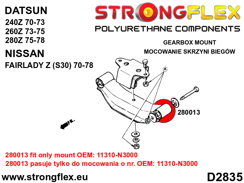 Strongflex Nissan Fairlady Transmissielagerrubber – 280013B 3 Strongflex Nissan Fairlady Transmissielagerrubber – 280013B – Bild 3
