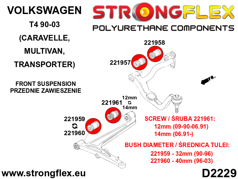 Strongflex Volkswagen Transporter / T4 Draagarmrubber voor onder – achterste – 221961B 3 Strongflex Volkswagen Transporter / T4 Draagarmrubber voor onder – achterste – 221961B – Bild 3