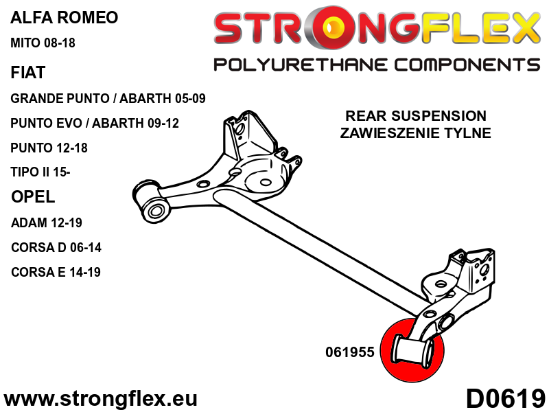 Strongflex Alfa Romeo Achterste balk rubber 69,5mm SPORT – 061955A 2 Strongflex Alfa Romeo Achterste balk rubber 69,5mm SPORT – 061955A – Bild 2