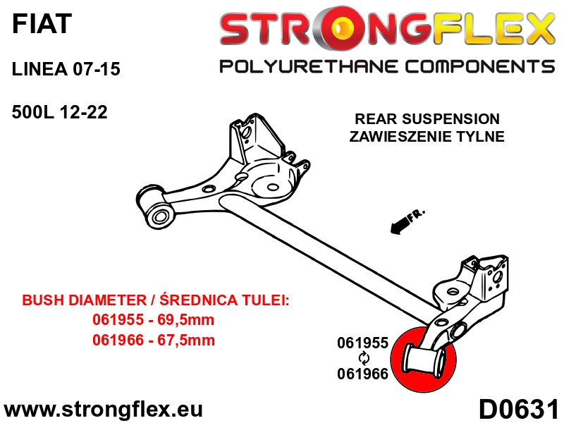 Strongflex Alfa Romeo Achterste balk rubber 69,5mm SPORT – 061955A 3 Strongflex Alfa Romeo Achterste balk rubber 69,5mm SPORT – 061955A – Bild 3