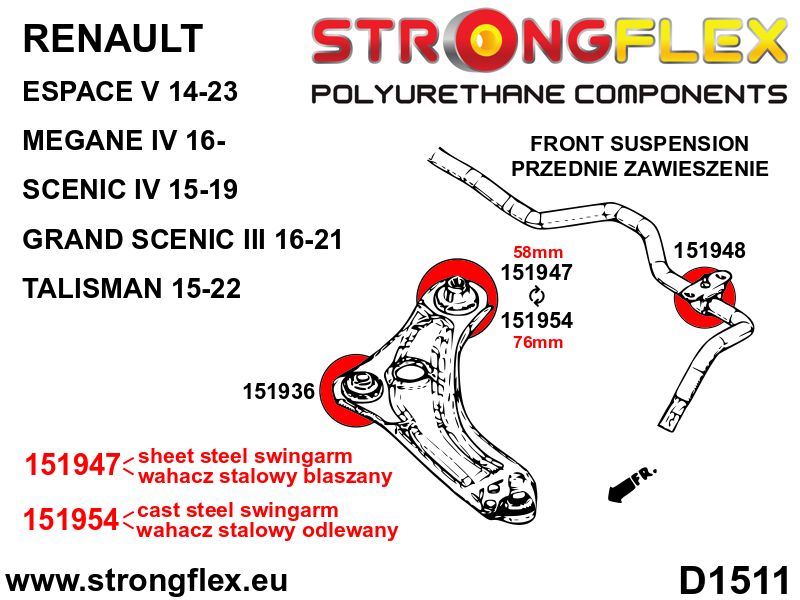 Strongflex Renault Voorste ophangrubberset – 156089B 2 Strongflex Renault Voorste ophangrubberset – 156089B - Image 2
