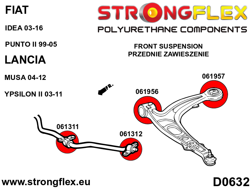Strongflex Fiat / Lancia Voorste stabilisatorrubber - binnenzijde – 061311B 5 Strongflex Fiat / Lancia Voorste stabilisatorrubber - binnenzijde – 061311B – Image 5