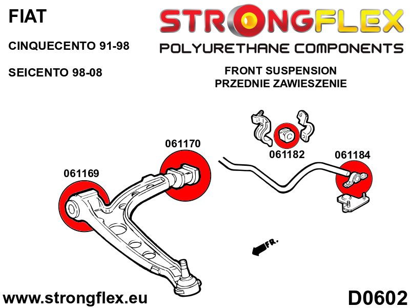 Strongflex Fiat Cinquecento / Seicento Voorste stabilisatorrubber – binnenzijde – 061182B 3 Strongflex Fiat Cinquecento / Seicento Voorste stabilisatorrubber – binnenzijde – 061182B – Bild 3