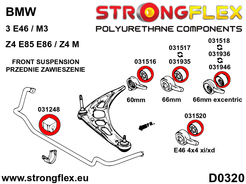 Strongflex BMW E46 Complete Ophangrubber Set – 036145B 11 Strongflex BMW E46 Complete Ophangrubber Set – 036145B – Bild 11