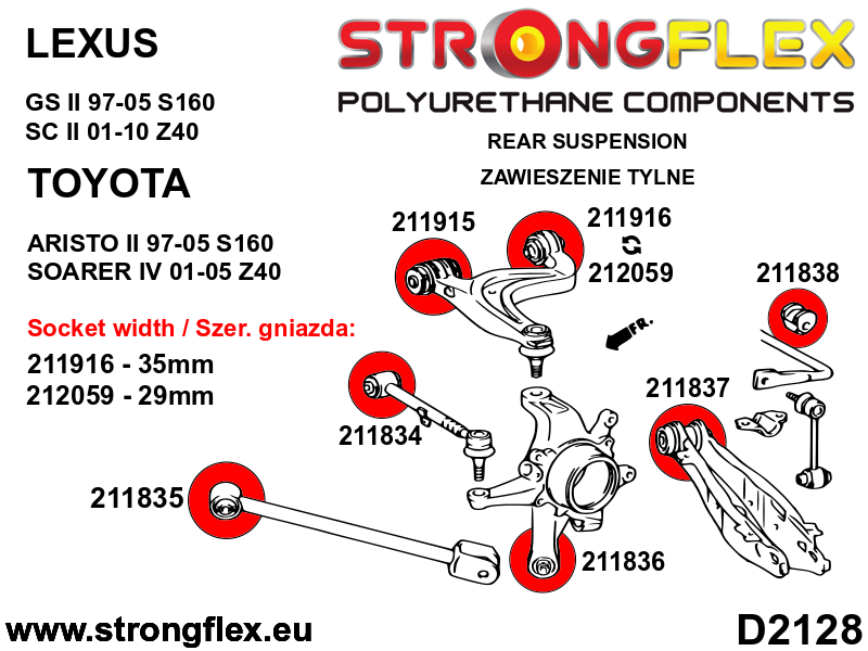 Strongflex Lexus Achterste ophangrubberset SPORT – 216245A 2 Strongflex Lexus Achterste ophangrubberset SPORT – 216245A - Afbeelding 2