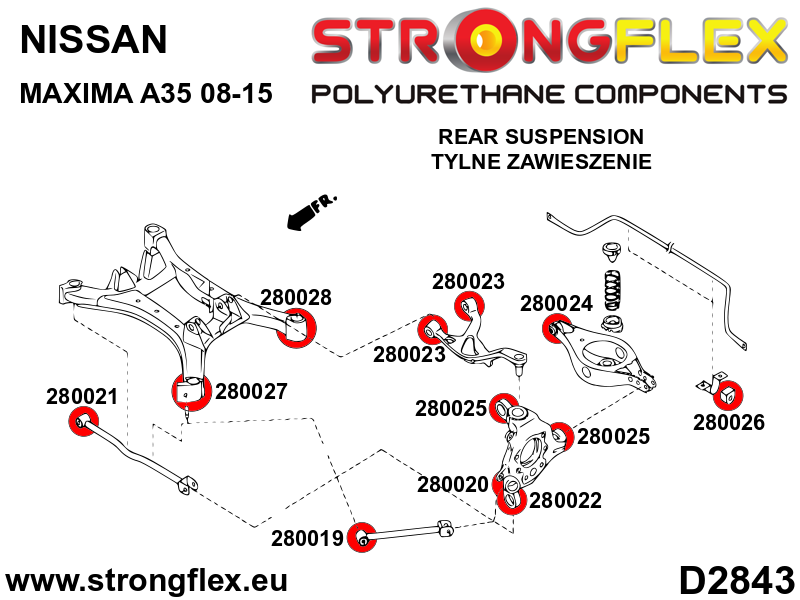 Strongflex Nissan Maxima Achteras rubberset SPORT – 286222A 3 Strongflex Nissan Maxima Achteras rubberset SPORT – 286222A - Image 3