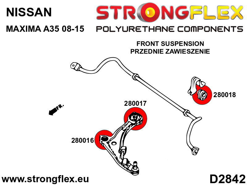 Strongflex Nissan Maxima Polyurethaan rubberset voor- en achteras – 286220B 4 Strongflex Nissan Maxima Polyurethaan rubberset voor- en achteras – 286220B – Bild 4