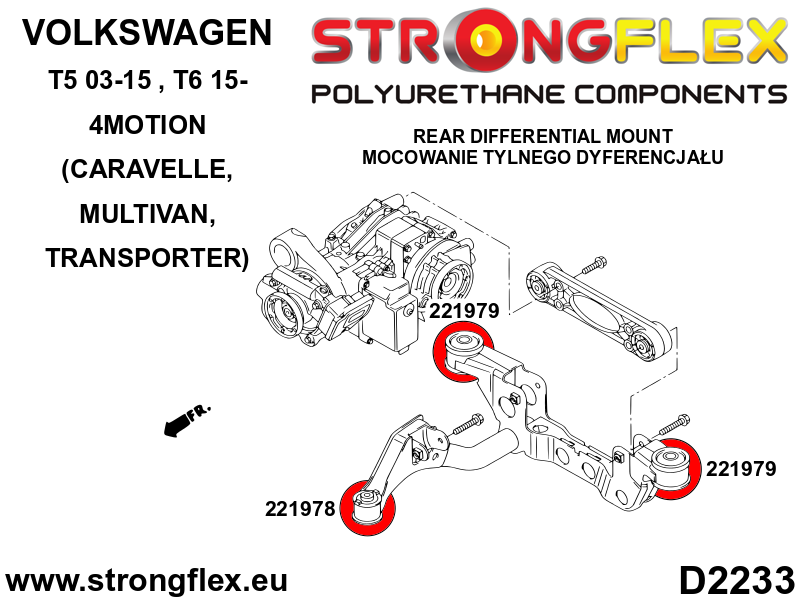 Strongflex Volkswagen Transporter / T5 / T6 Bevestigingsrubber voor achterste differentieel 4Motion - voor SPORT – 221978A 3 Strongflex Volkswagen Transporter / T5 / T6 Bevestigingsrubber voor achterste differentieel 4Motion - voor SPORT – 221978A – Bild 3