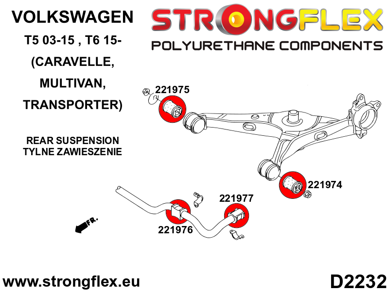 Strongflex Volkswagen Transporter / T5 / T6 Achteras rubberset SPORT – 226235A 3 Strongflex Volkswagen Transporter / T5 / T6 Achteras rubberset SPORT – 226235A - Afbeelding 3