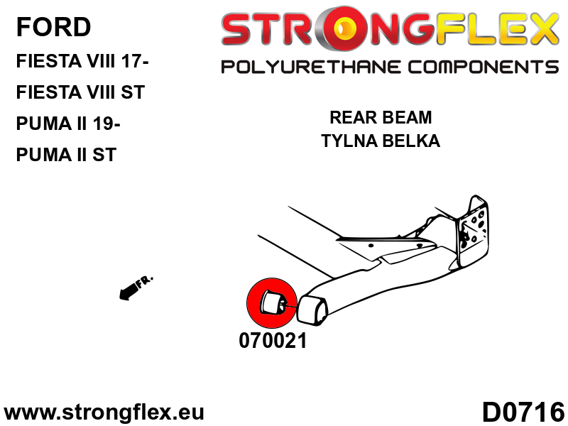 Strongflex Ford Fiesta / Puma Vooras- en achteras-subframe rubberset SPORT – 076169A 5 Strongflex Ford Fiesta / Puma Vooras- en achteras-subframe rubberset SPORT – 076169A – Bild 5