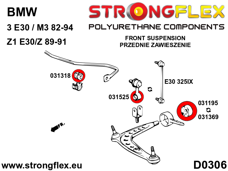 Strongflex BMW E30 Polyurethaan rubberset voor- en achteras – 036103B 9 Strongflex BMW E30 Polyurethaan rubberset voor- en achteras – 036103B - Afbeelding 9