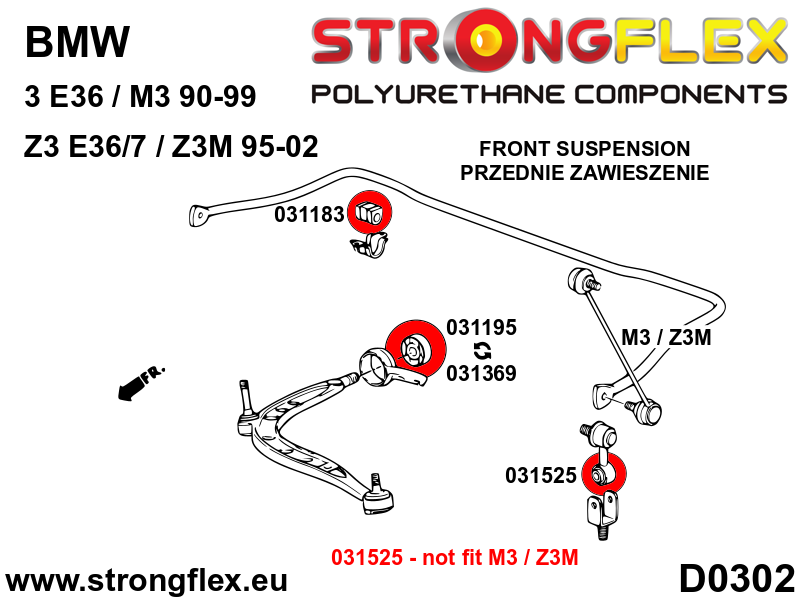 Strongflex BMW E30/E36/Z1 Vooras onderste draagarmrubber – 031195B 7 Strongflex BMW E30/E36/Z1 Vooras onderste draagarmrubber – 031195B – Image 7