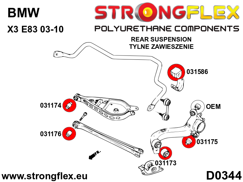 Strongflex BMW E36/E46/E83 Achteras bovenste draagarm binnenste rubber – 031174B 5 Strongflex BMW E36/E46/E83 Achteras bovenste draagarm binnenste rubber – 031174B – Bild 5