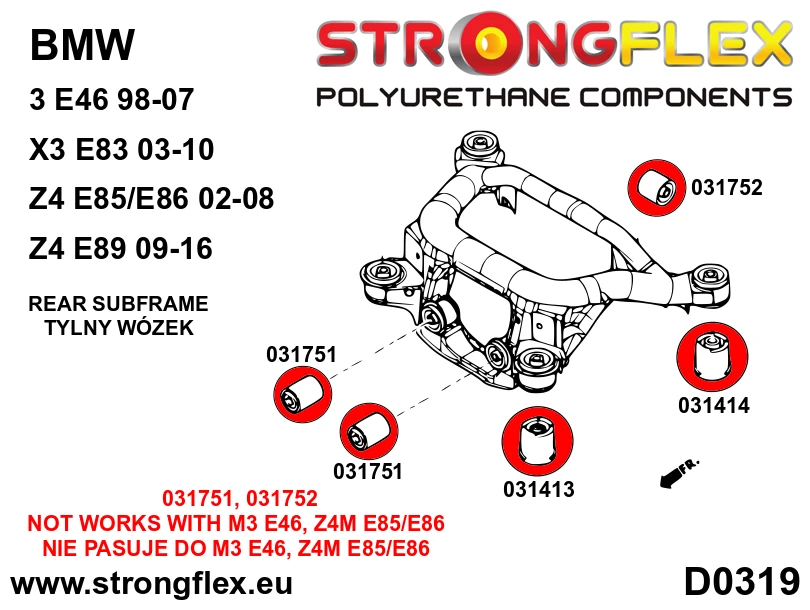 Strongflex BMW E46 Subframe Rubber Achterzijde SPORT (achteras) – 031414A 5 Strongflex BMW E46 Subframe Rubber Achterzijde SPORT (achteras) – 031414A