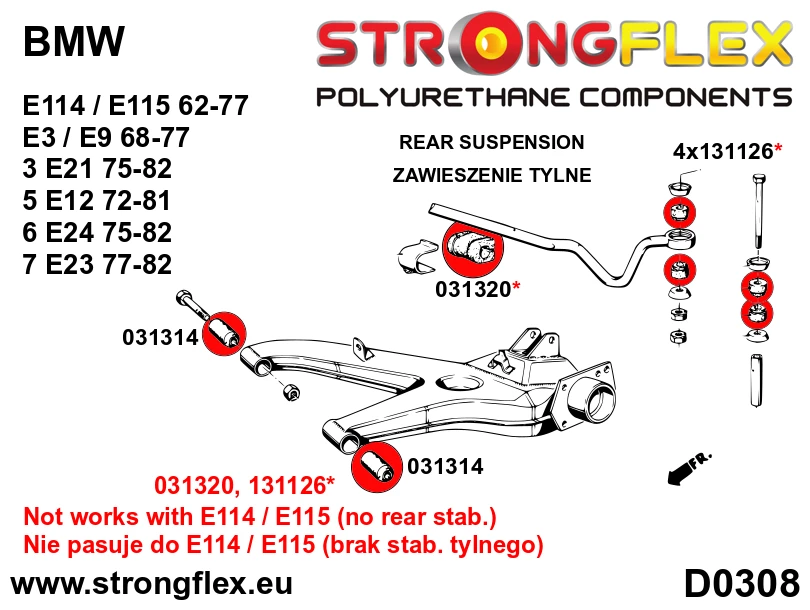 Strongflex BMW E114/E115/E21 Achteras draagarmrubber – 031314B 9 Strongflex BMW E114/E115/E21 Achteras draagarmrubber – 031314B – Image 9