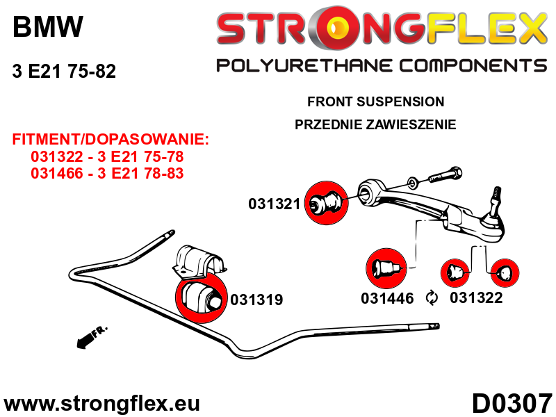 Strongflex BMW E21 Vooras draagarm buitenste cilindrische rubber 42mm SPORT – 031446A 3 Strongflex BMW E21 Vooras draagarm buitenste cilindrische rubber 42mm SPORT – 031446A – Bild 3