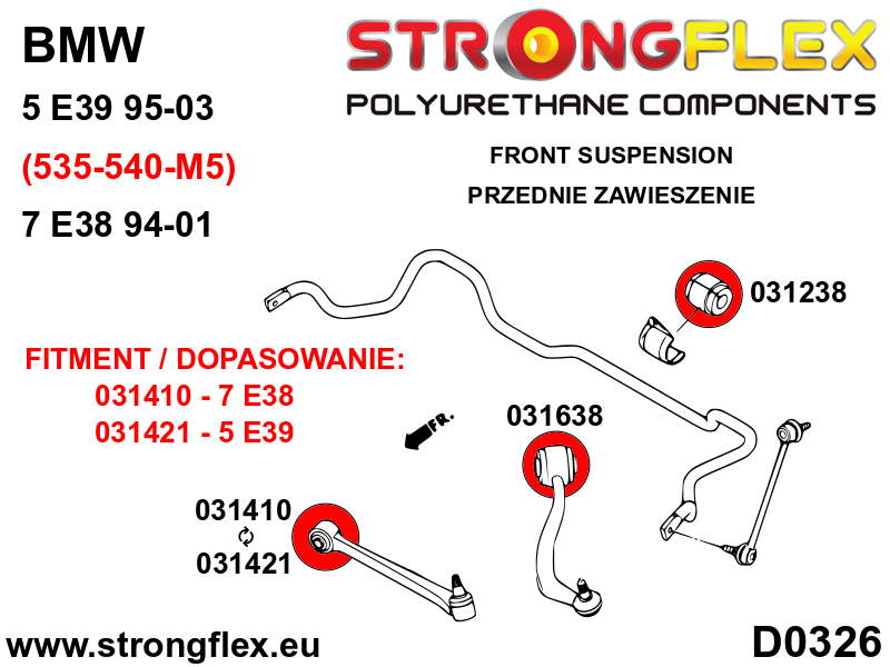 Strongflex BMW E39 Polyurethaan rubberset voor- en achteras (E39 Touring) – 036234B 22 Strongflex BMW E39 Polyurethaan rubberset voor- en achteras (E39 Touring) – 036234B – Bild 22