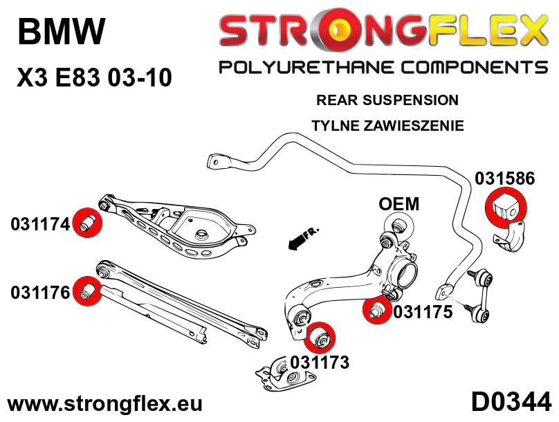 Strongflex BMW E83 Achteras rubberset – 036096B 3 Strongflex BMW E83 Achteras rubberset – 036096B